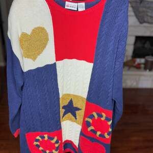 Vintage Limited Edition Units Patriotic Knit Sweater - Red White Blue Gold